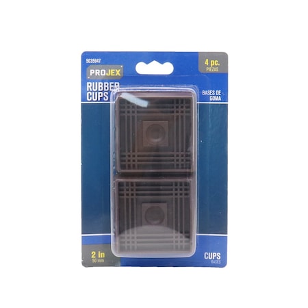 PROJEX Rubber Caster Cup Brown Square 2 in. W X 2 in. L , 4PK P0015